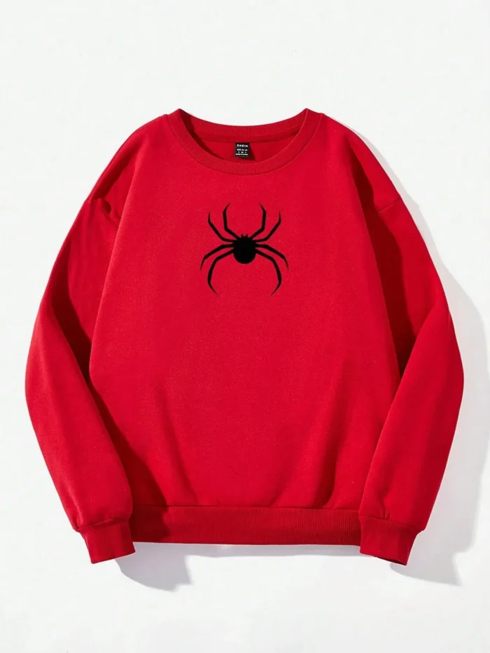 kf S52ff72247fea4b23a564cc9ed6401218X Spring Casual Women Sweatshirts Simple Spider Prints Hoodies Comfortable Fleece Soft Pullover Crewneck Loose Female Tops